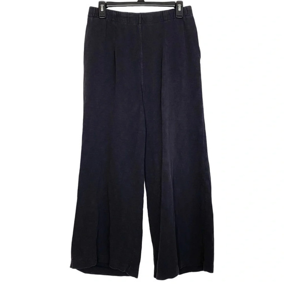 Leallo Wide Leg Pants Womens Large Dark Gray Knit Lounge Penny Poppy Pockets - Picture 1 of 10